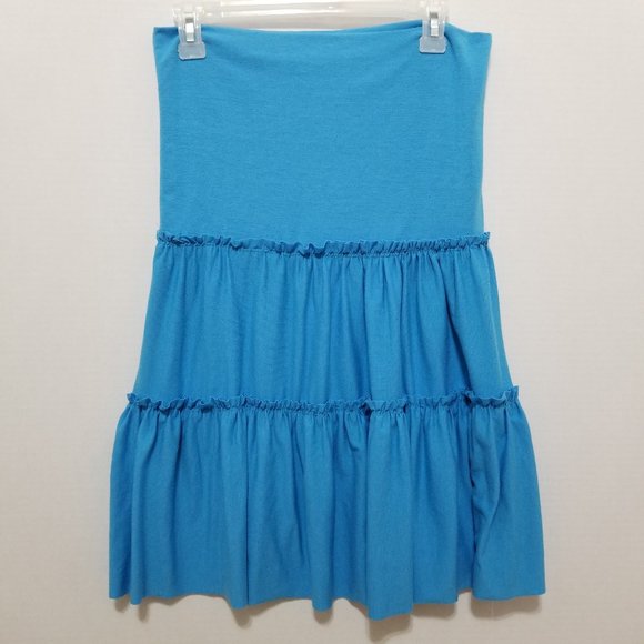 B Sport Maternity skirt elastic pull on waist tiered ruffle peasant boho - Picture 1 of 12